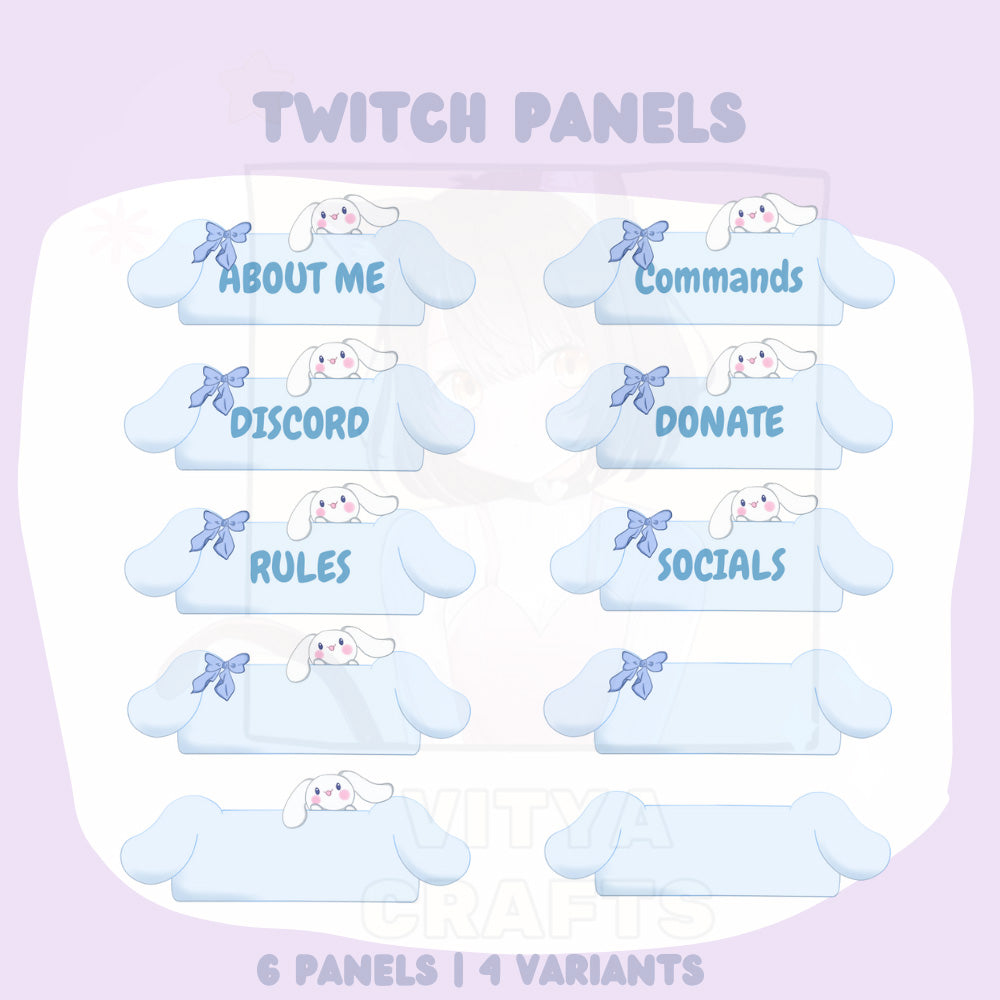 Twitch Panels | White Plush Cinnamon Puppy Panels