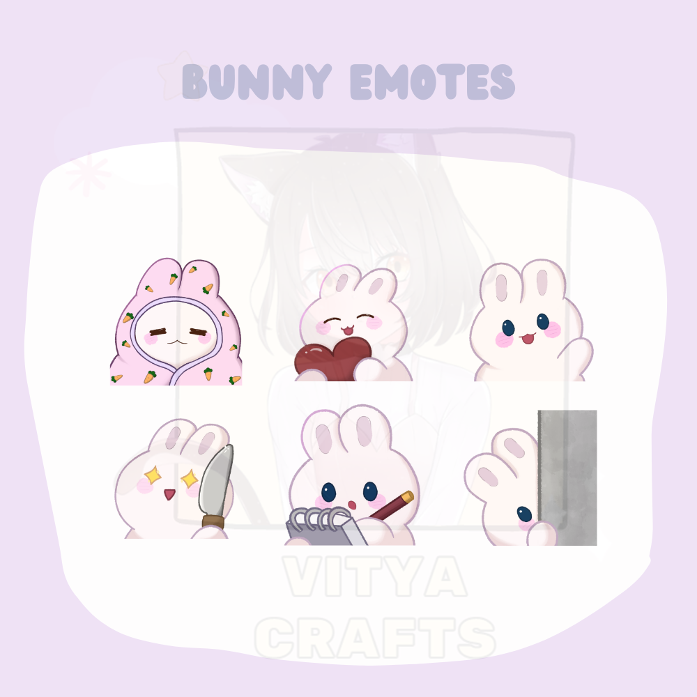 Adorable Bunny Emotes Pack for Twitch & Discord – Cute Stream Assets