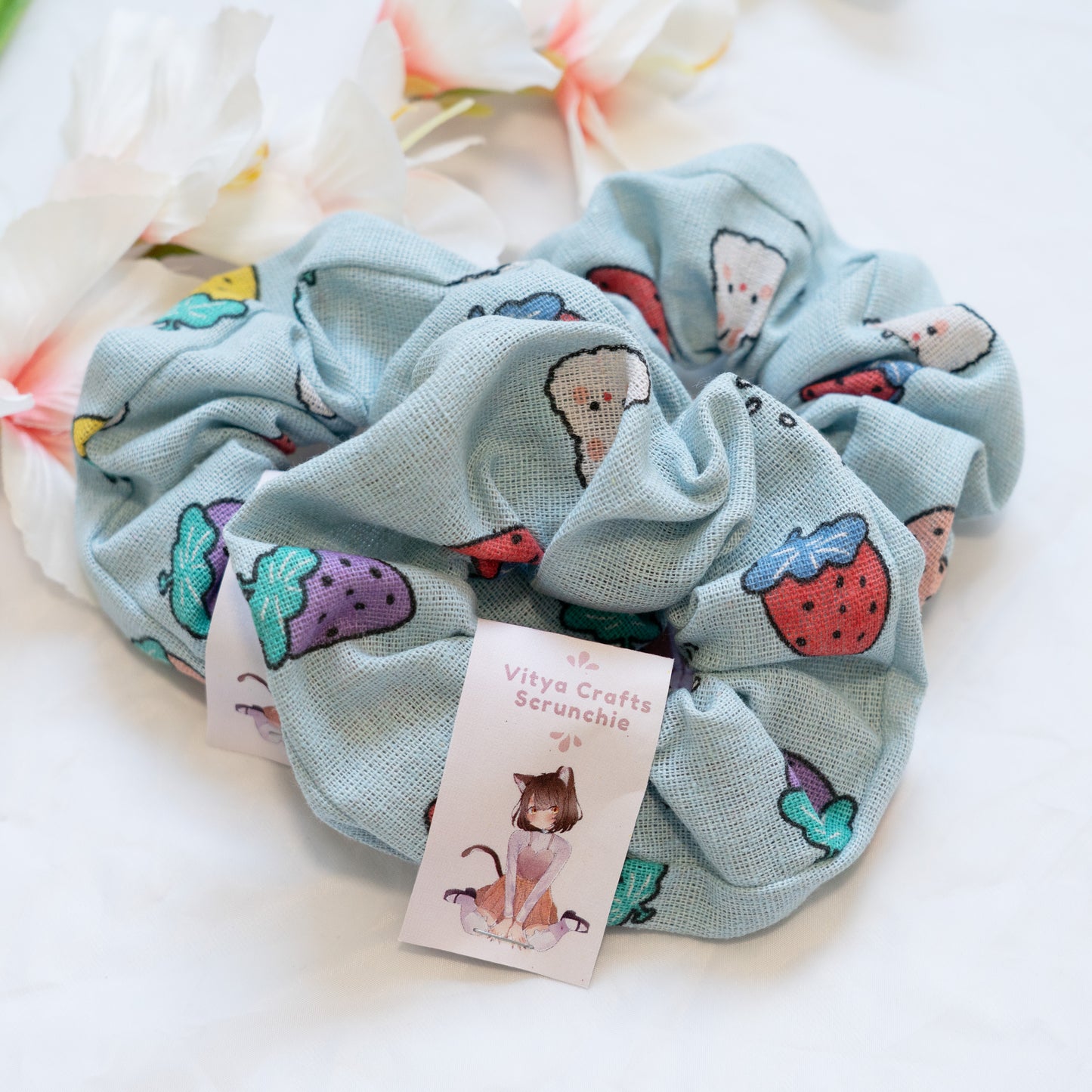 Bunny world | Strawberry Bunny Scrunchie Blue