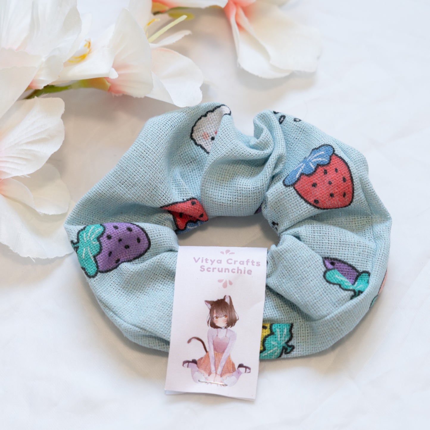 Bunny world | Strawberry Bunny Scrunchie Blue